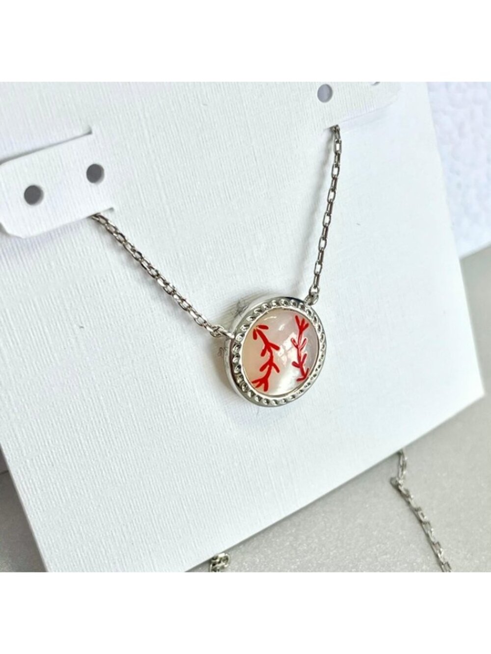 Kendra Scott Baseball Silver Short Pendant Necklace - Picture 7 of 7